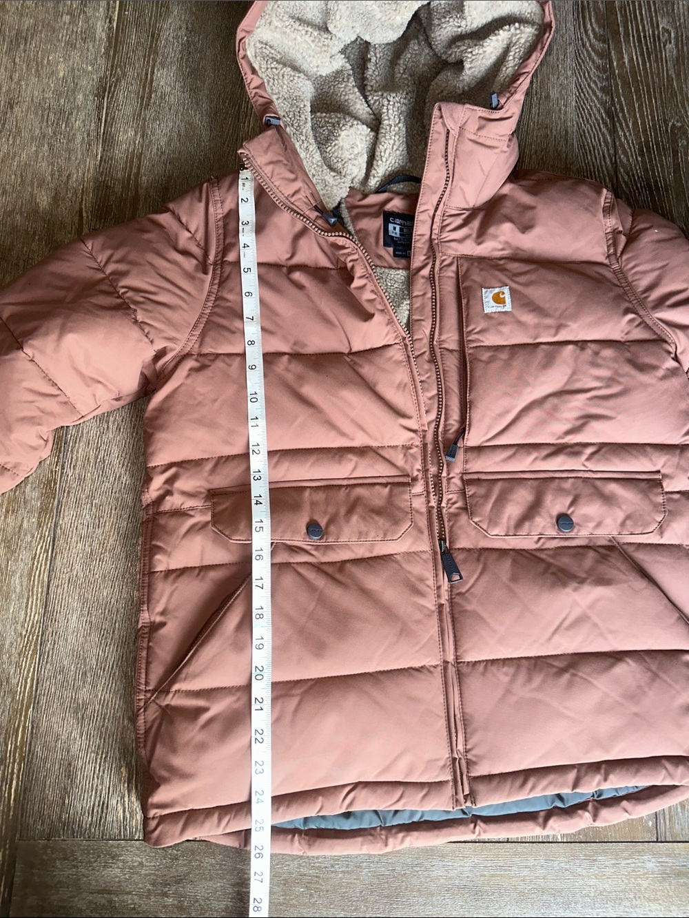 Carhartt Rain Defender Insulated Jacket Women’s Medium Nutmeg Sherpa Hood - Picture 12 of 16